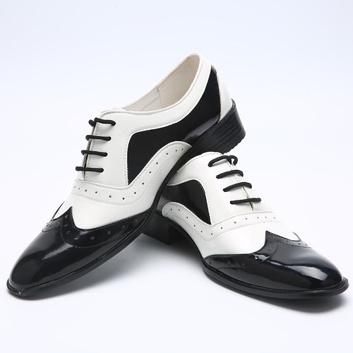 Load image into Gallery viewer, Trendy Pointed Toe Color Accent Leather Brogue Shoes-men-wanahavit-6.5-wanahavit
