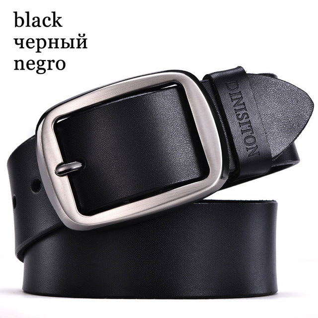 High Quality Metal Pin Buckle Genuine Leather Belts-men-wanahavit-KH Black-105CM-wanahavit