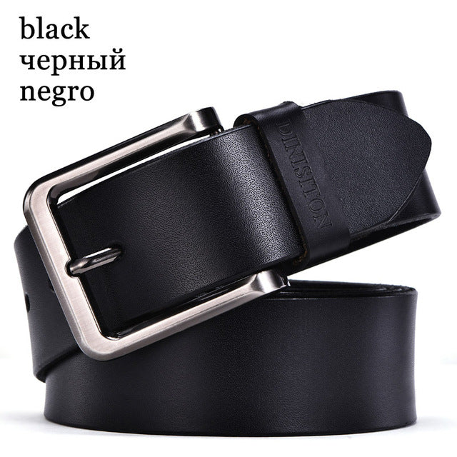 High Quality Metal Pin Buckle Genuine Leather Belts-men-wanahavit-KD Black-105CM-wanahavit