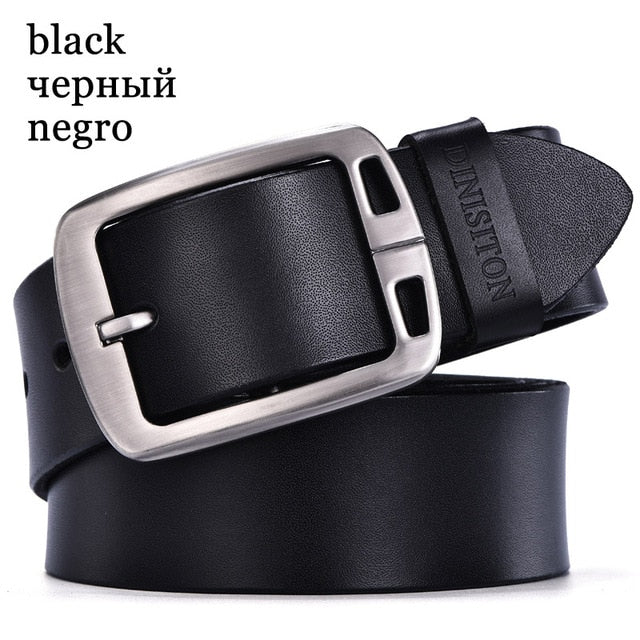High Quality Metal Pin Buckle Genuine Leather Belts-men-wanahavit-KA Black-105CM-wanahavit