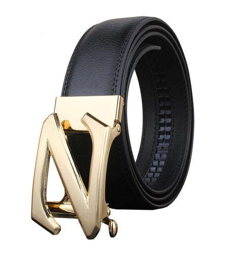 High Quality Z Buckle Strap Cow Genuine Leather Belts-men-wanahavit-Car 001 black-105CM-wanahavit