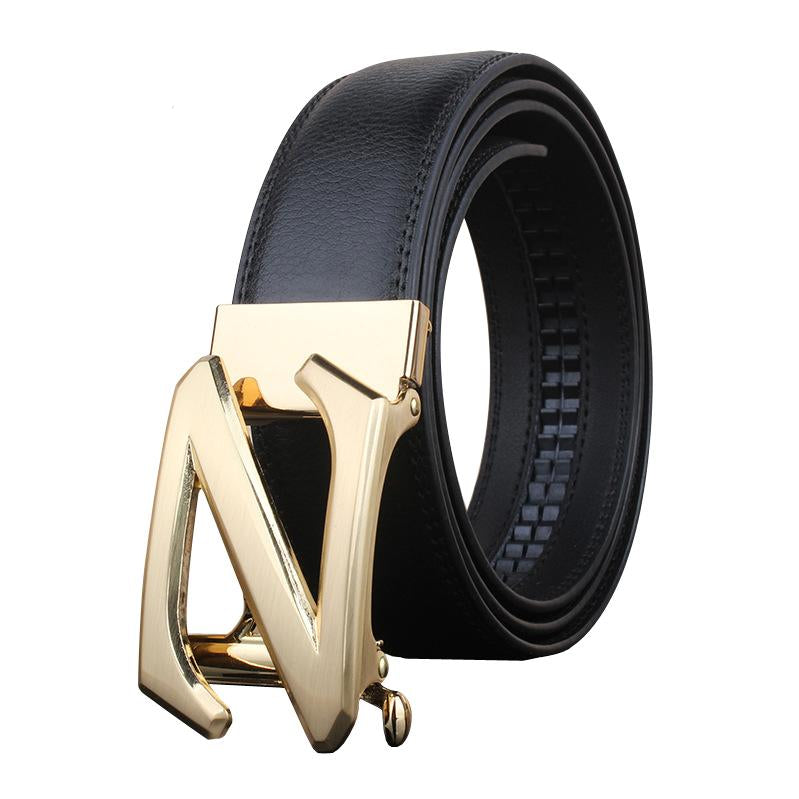 High Quality Z Buckle Strap Cow Genuine Leather Belts-men-wanahavit-Car 001 black-105CM-wanahavit