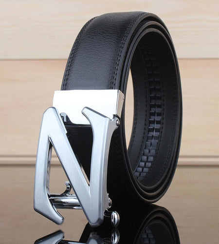High Quality Z Buckle Strap Cow Genuine Leather Belts-men-wanahavit-ATZ Silvery-105CM-wanahavit
