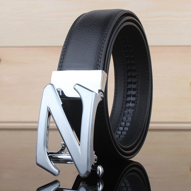 High Quality Z Buckle Strap Cow Genuine Leather Belts-men-wanahavit-ATZ Silvery-105CM-wanahavit