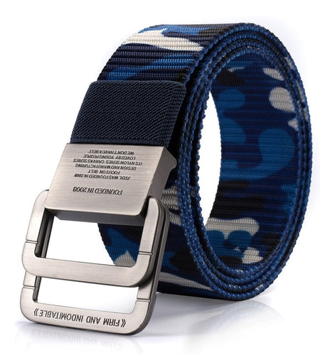 High Quality Canvas Tactical Military Looped Strap Belts-men-wanahavit-CM Camouflage Blue-100cm-wanahavit