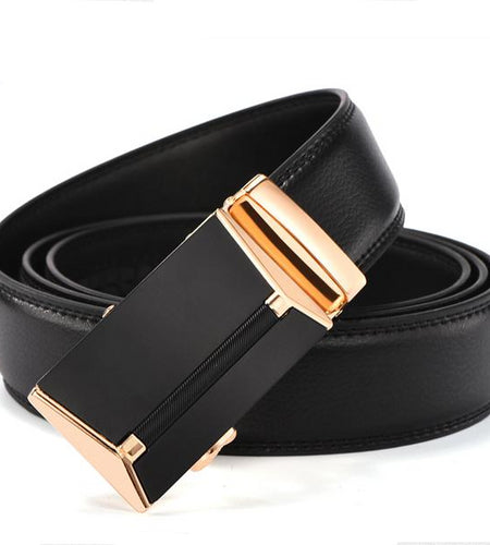 Automatic Buckle High Quality Genuine Luxury Leather Belts-men-wanahavit-ZD07 Gold-100cm-wanahavit