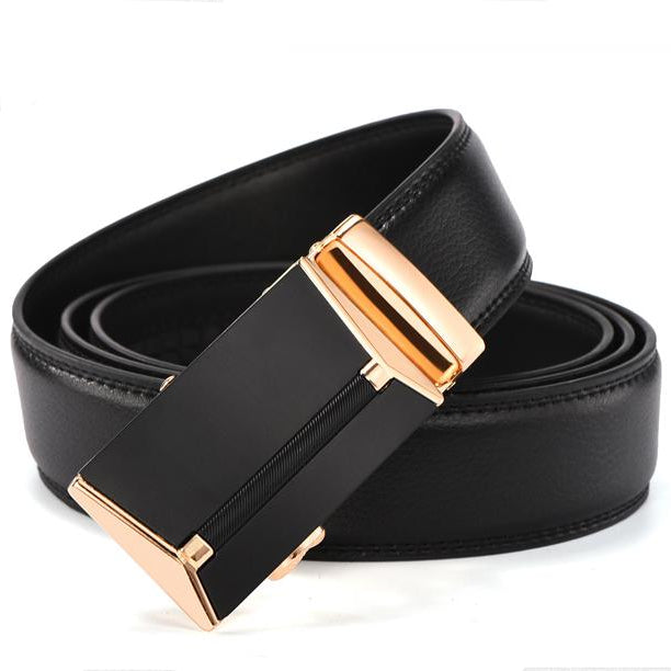 Automatic Buckle High Quality Genuine Luxury Leather Belts-men-wanahavit-ZD07 Gold-100cm-wanahavit