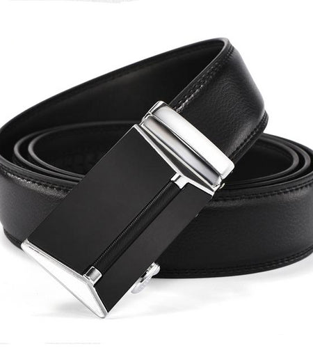 Automatic Buckle High Quality Genuine Luxury Leather Belts-men-wanahavit-ZD07 Slivery-100cm-wanahavit