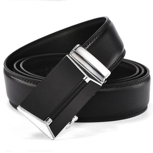 Load image into Gallery viewer, Automatic Buckle High Quality Genuine Luxury Leather Belts-men-wanahavit-ZD07 Slivery-100cm-wanahavit
