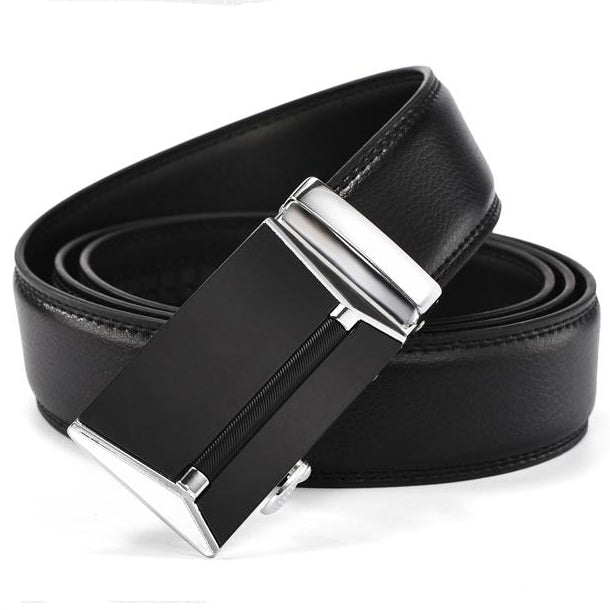 Automatic Buckle High Quality Genuine Luxury Leather Belts-men-wanahavit-ZD07 Slivery-100cm-wanahavit