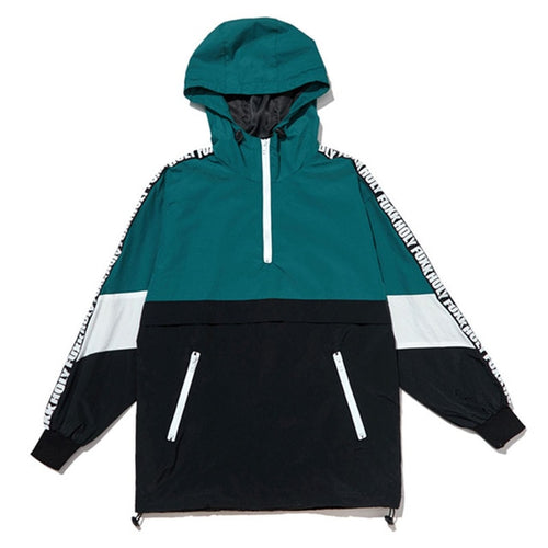 Load image into Gallery viewer, Patchwork Color Hooded Pullover Zippered Jacket-unisex-wanahavit-Green-M-wanahavit
