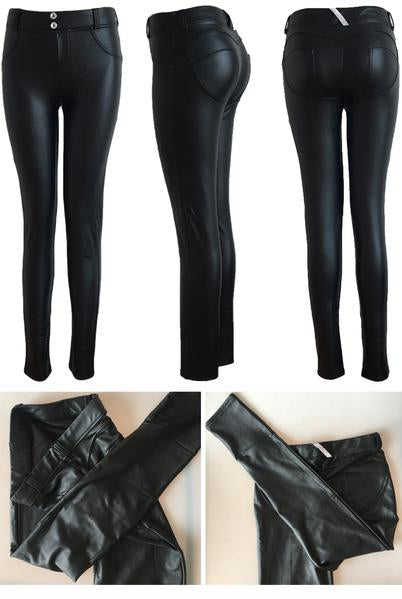 Gothic PU Leather Elastic Pencil Leggings-women-wanahavit-Black-L-wanahavit