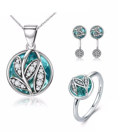 925 Sterling Silver Green Tree of Life Jewelry Set-women-wanahavit-6-wanahavit