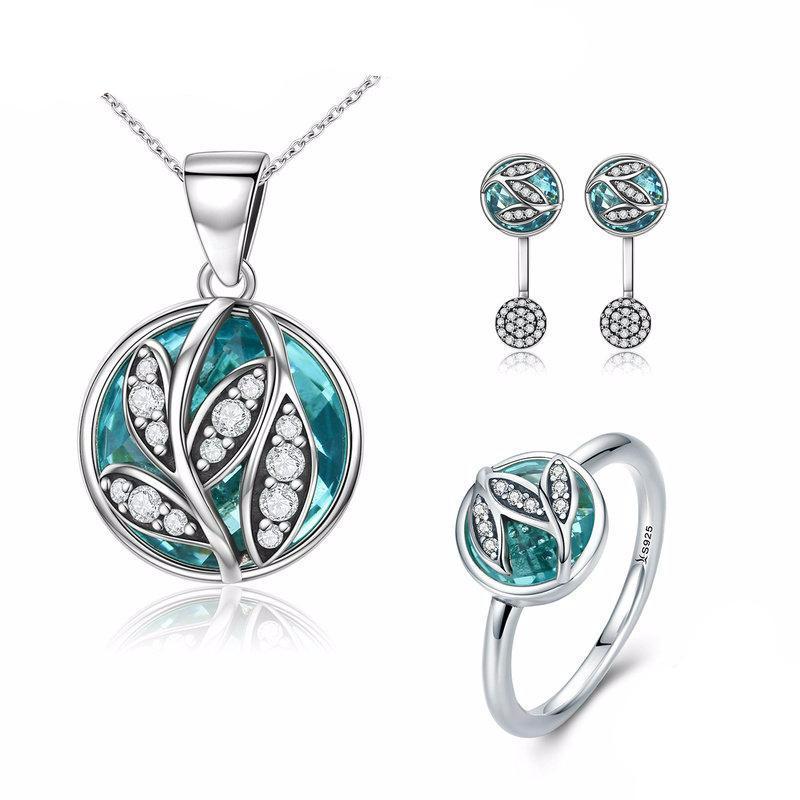 925 Sterling Silver Green Tree of Life Jewelry Set-women-wanahavit-6-wanahavit
