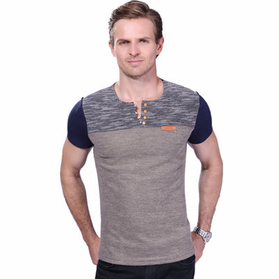 Load image into Gallery viewer, Summer Fashion Slim Fit Patchwork Short Sleeve Tees-men-wanahavit-Navy Blue-L-wanahavit
