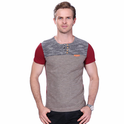 Load image into Gallery viewer, Summer Fashion Slim Fit Patchwork Short Sleeve Tees-men-wanahavit-Red-M-wanahavit
