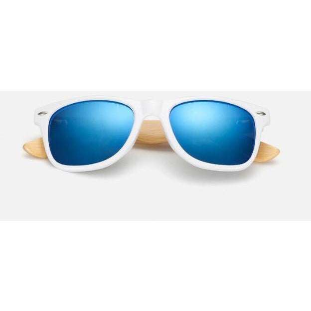 100% Bamboo Sunglasses-unisex-wanahavit-white with blue-wanahavit
