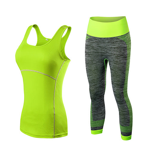 Quick Dry Yoga Set Top Shirt + Pant-women fitness-wanahavit-green-S-wanahavit