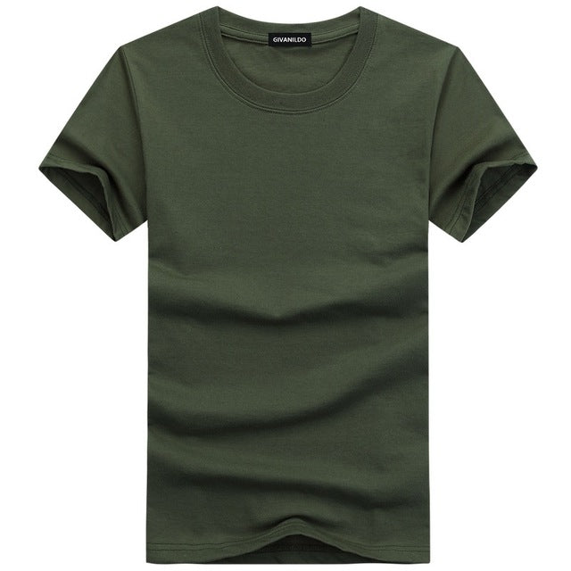 Short Sleeve Plain Solid Cotton Tees-unisex-wanahavit-Army Green-S-wanahavit