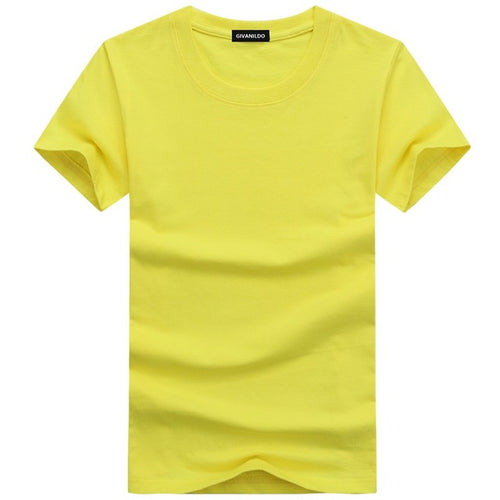 Load image into Gallery viewer, Short Sleeve Plain Solid Cotton Tees-unisex-wanahavit-Yellow-S-wanahavit

