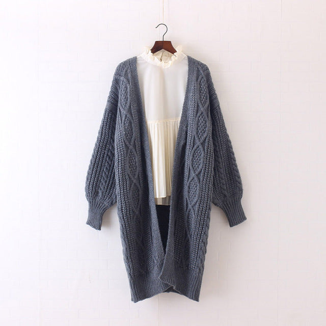 Open Stitch Knitted Long Cardigan-women-wanahavit-Gray-One Size-wanahavit