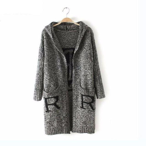 Load image into Gallery viewer, Thick Winter Knitted Star Cardigan Coat-women-wanahavit-Dark Gray Paris-One Size-wanahavit
