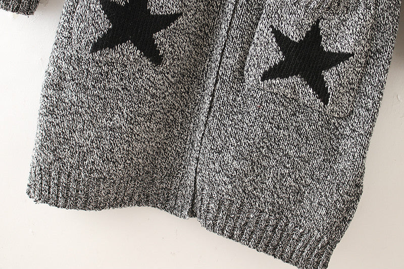 Thick Winter Knitted Star Cardigan Coat-women-wanahavit-Light Gray Mickey-One Size-wanahavit