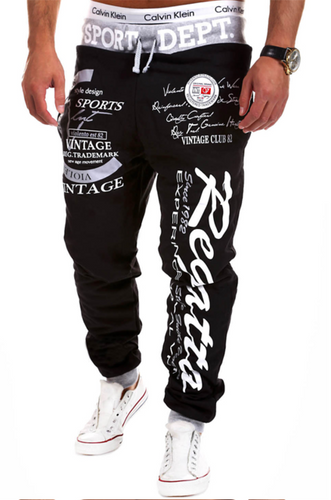 Load image into Gallery viewer, Words Printed Streetwear Jogger Pants-men-wanahavit-Black and Gray pants-M-wanahavit
