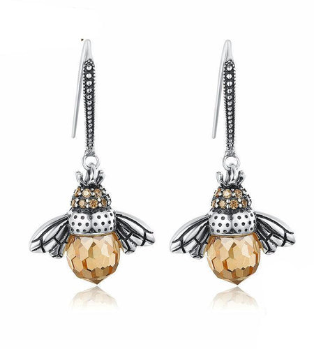 925 Sterling Silver Lovely Orange Bee Earring-women-wanahavit-wanahavit