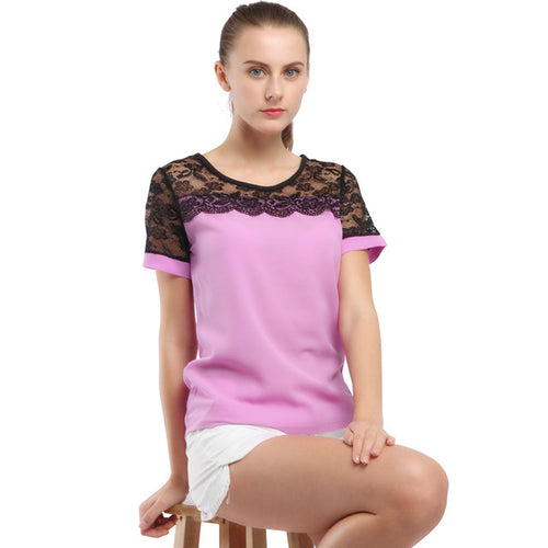 Load image into Gallery viewer, Elegant Lace Chiffon Shirt-women-wanahavit-Lavender-S-wanahavit
