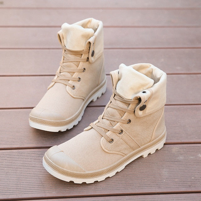 Autumn Winter Army Combat Style Ankle Canvas Boots-men-wanahavit-Khaki Boots-7-wanahavit