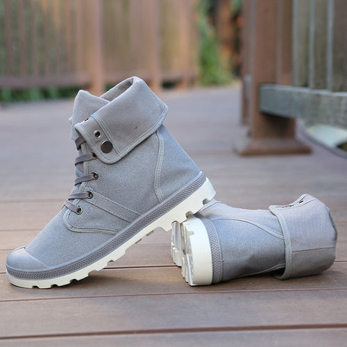 Load image into Gallery viewer, Autumn Winter Army Combat Style Ankle Canvas Boots-men-wanahavit-Grey Boots-7-wanahavit
