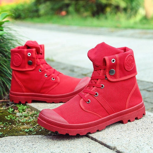 Load image into Gallery viewer, Autumn Winter Army Combat Style Ankle Canvas Boots-men-wanahavit-Red Boots-7-wanahavit
