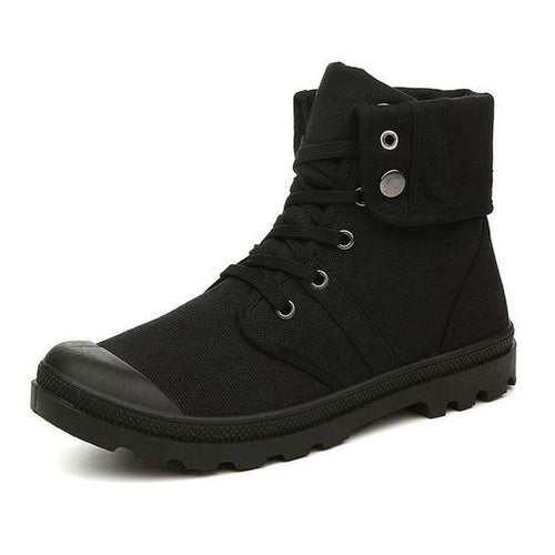 Load image into Gallery viewer, Autumn Winter Army Combat Style Ankle Canvas Boots-men-wanahavit-All Black Boots-7-wanahavit
