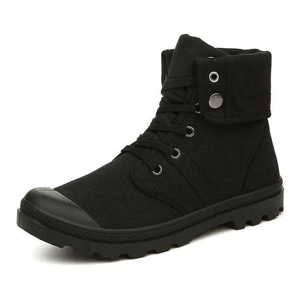 Autumn Winter Army Combat Style Ankle Canvas Boots-men-wanahavit-All Black Boots-7-wanahavit
