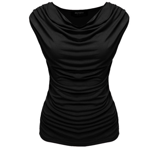 Load image into Gallery viewer, Slim Fit Sleeveless Cowl Neck Shirt-women-wanahavit-black-L-wanahavit
