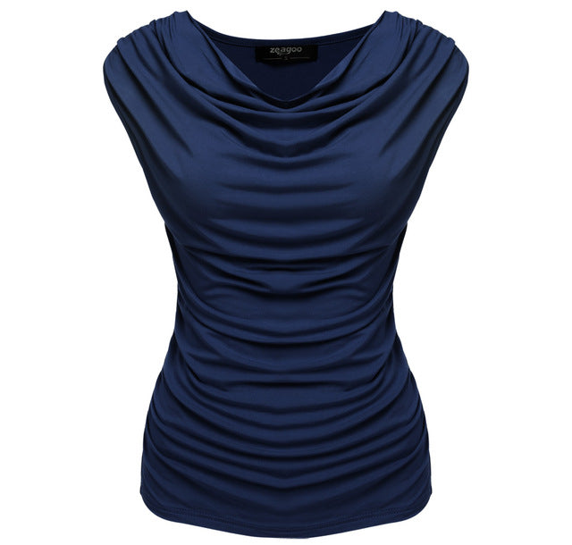 Slim Fit Sleeveless Cowl Neck Shirt for women - wanahavit