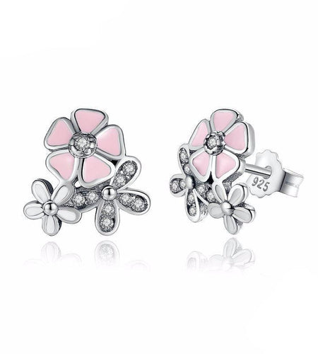 925 Sterling Silver Pink Cherry Flower Blossom Earring-women-wanahavit-wanahavit