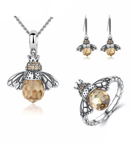 925 Sterling Silver Lovely Orange Bee Jewelry Set-women-wanahavit-6-wanahavit