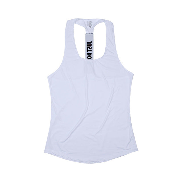 Just Do It Solid Color Loose Yoga Sleeveless Fitness Shirt-women fitness-wanahavit-White-S-wanahavit
