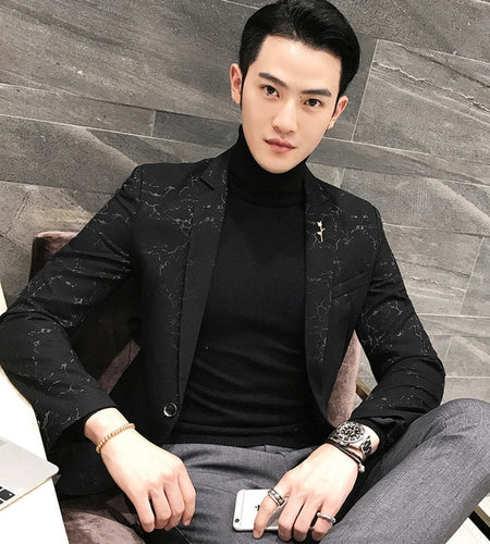 Printed Elegant Wedding Party Stylish Blazers-men-wanahavit-black-L-wanahavit