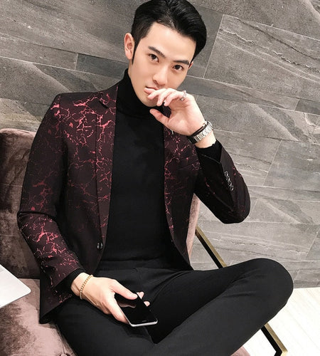 Printed Elegant Wedding Party Stylish Blazers-men-wanahavit-wine red-L-wanahavit