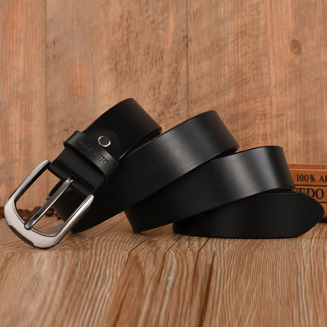 Vintage Designer Cow Genuine Leather Belt-men-wanahavit-FG002 Black-100cm-wanahavit