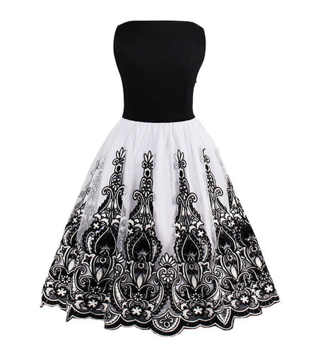 Floral Printed Sleeveless Vintage Dress-women-wanahavit-Black-S-wanahavit