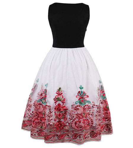 Floral Printed Sleeveless Vintage Dress-women-wanahavit-Red-S-wanahavit