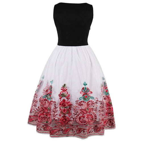 Load image into Gallery viewer, Floral Printed Sleeveless Vintage Dress-women-wanahavit-Red-S-wanahavit
