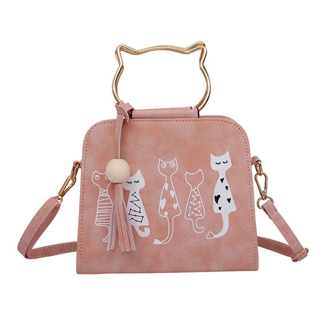 Animal Messenger Cat Pattern Shoulder Bag-women-wanahavit-Pink-wanahavit