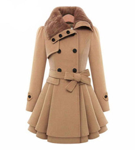 Autumn Woolen Trench Coat-women-wanahavit-Khaki-S-wanahavit