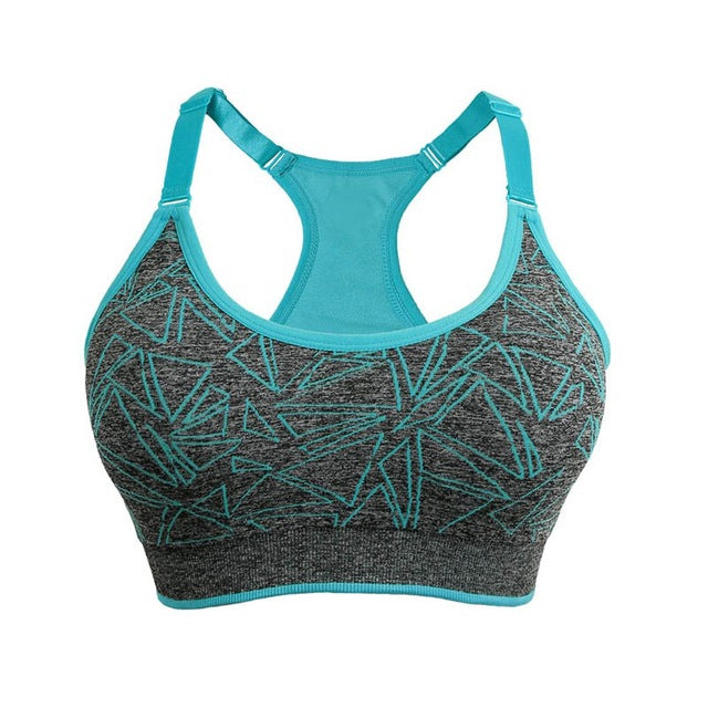 Geometric Printed Shakeproof Quick Drying Sports Bra-women fitness-wanahavit-Blue-One Size-wanahavit