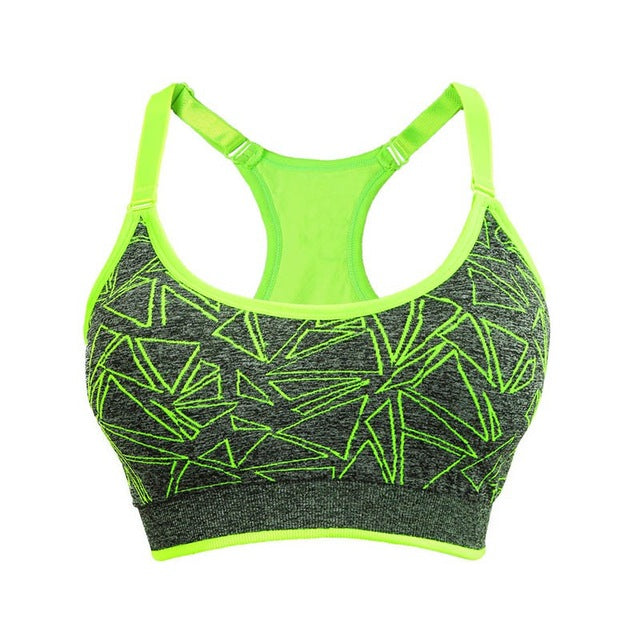 Geometric Printed Shakeproof Quick Drying Sports Bra-women fitness-wanahavit-Green-One Size-wanahavit